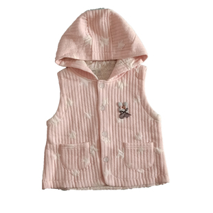 女儿童带帽时尚马甲纯棉保暖外套洋气加里无袖外穿宝宝坎肩女童