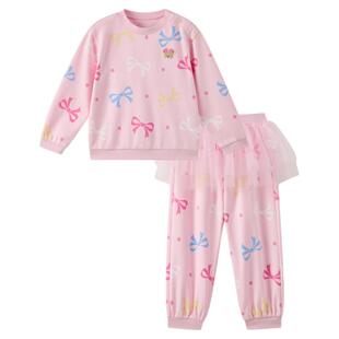 PawinPaw卡通小熊童装25年秋冬新款女宝宝蕾丝装饰舒适圆领套装