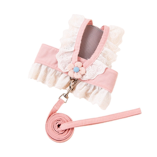 狗狗牵引绳胸背带可爱小花小型犬泰迪比熊外出专用遛狗绳子防挣脱