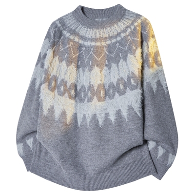 美式费尔岛提花毛衣新年战袍上衣