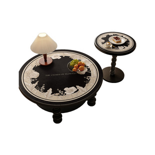 小茶几圆桌桌布美式高级感轻奢防水防油氛围感免洗皮革圆形桌垫