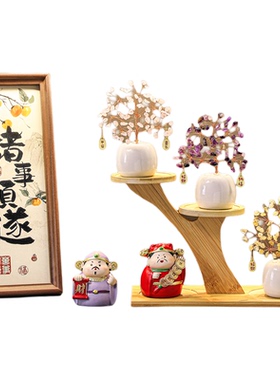 黄水晶发财树招财摆件玄关好物