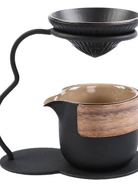 黑陶茶漏一体全瓷茶隔漏斗公道杯
