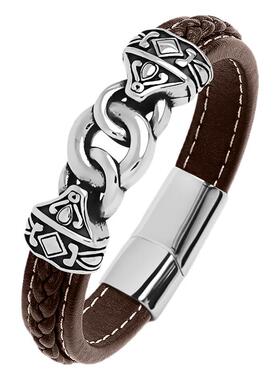 乾坤圈平安扣好运红绳男款皮质编织手链本命年太岁护身红色手绳