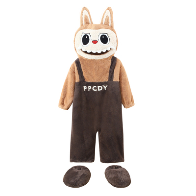 拉布布儿童连体睡衣男童冬季加厚法兰绒可爱搞怪亲子母女童家居服