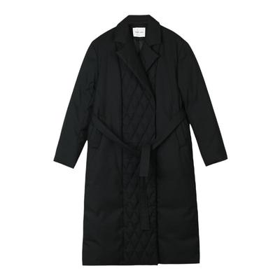 菱格绗棉加厚黑色羽绒服