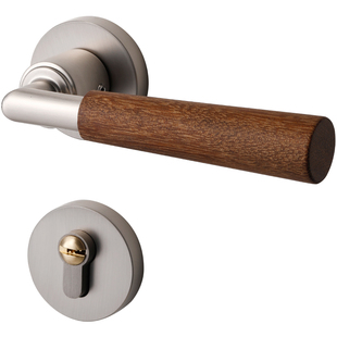 嘉森堡中古风卧室门锁家用房间室内门把手胡桃木复古磁吸静音门锁