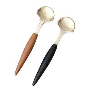 堂上燕实木手工咖啡勺精致甜品勺小勺子杯子用搅拌勺黄铜柚木檀木