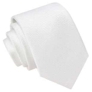 IFSONG美宋 男士商务正装白色领带 纯白色细条纹领带男礼盒装包邮