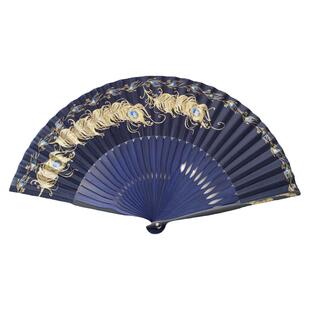 中国风7寸折扇子古典复古风孔雀羽毛烫金男女汉服旗袍便携舞蹈扇