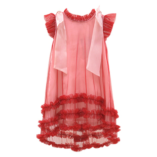 【琪童装】灵动春夏季女童公主仙女网纱蝴蝶结背心连衣裙90097