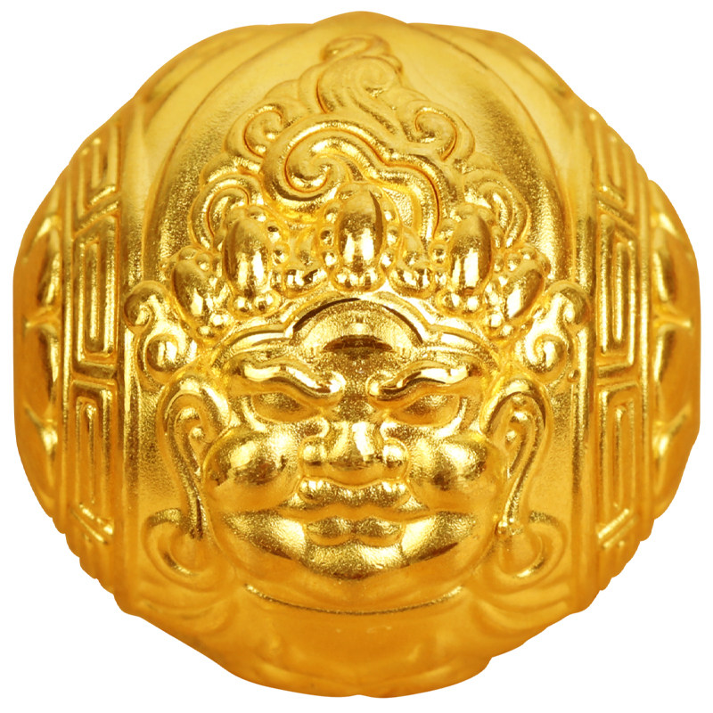 3D硬金黄财神金珠转运珠隔珠顶珠足金999文玩手串珠子DIY配饰男女