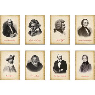 国外古典音乐家海报画像钢琴家挂画音乐教室布置挂图琴行房装饰画