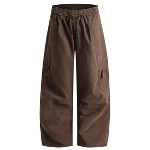 港仔文艺男工装裤男直筒宽松伞兵裤冬季男生裤子阔腿休闲长裤男款