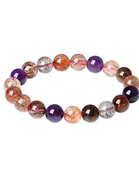 天然黑金超七招财水晶手串送礼