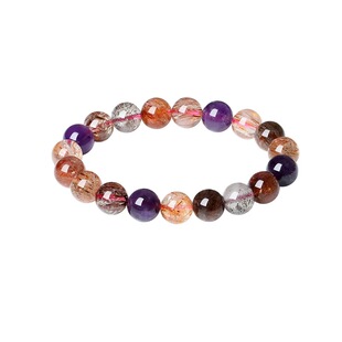 天然黑加仑超七多宝水晶手链圆珠招财能量手串送礼