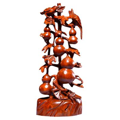 木雕摆件祝福客厅实木质花梨红木