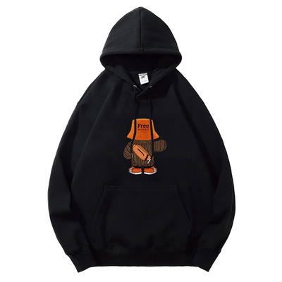 卡通背影连帽加绒加厚卫衣男