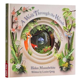 穿过丛林 精美纸雕书 英文原版绘本 A Walk Through the Woods 剪纸立体书 精装 Louise Greig 英文版进口原版 大音
