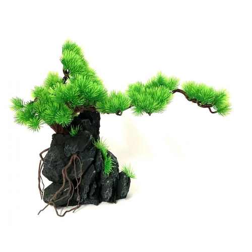 鱼缸造型树家用仿真造景水族景观树一木成景沉木假山石头树组合松