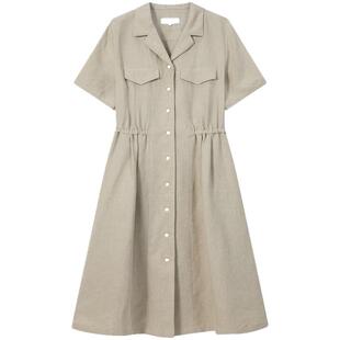 【新品】【100%亚麻】BEANPOLE滨波2026夏季女淡人慵懒短袖连衣裙