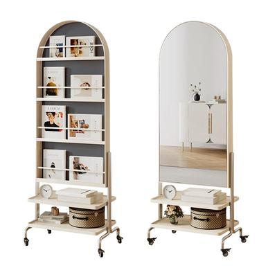 杂志架镜子可移动置物架穿衣镜