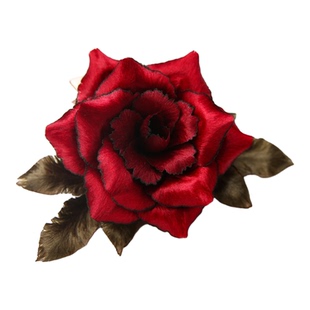 江南拾花非遗手工绒花烧边玫瑰花发夹侧边夹红色新娘发饰古风饰品