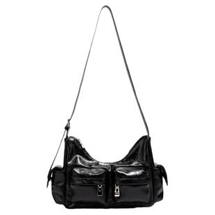 小众原创黑色高级质感多口袋机车包包2025新款潮单肩腋下包斜挎包