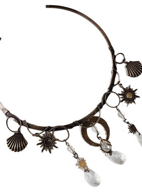 复古做旧贝壳吊坠项链女2025新款小众设计感高级气质毛衣链配饰