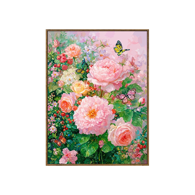 轻奢风繁花牡丹蝴蝶diy数字油画