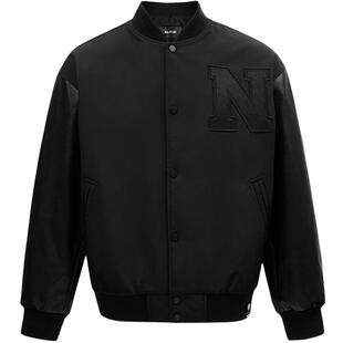 NBA ATELIER篮网队光泽感面料拼接PU面料刺绣工艺厚外套