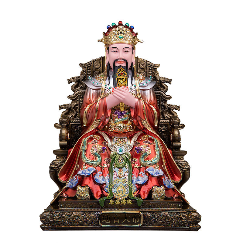 树脂铜彩三官大帝像中式家用摆件