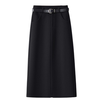 咖色毛呢半身裙女秋冬款2025新款高腰显瘦垂坠感a字裙一步包臀裙