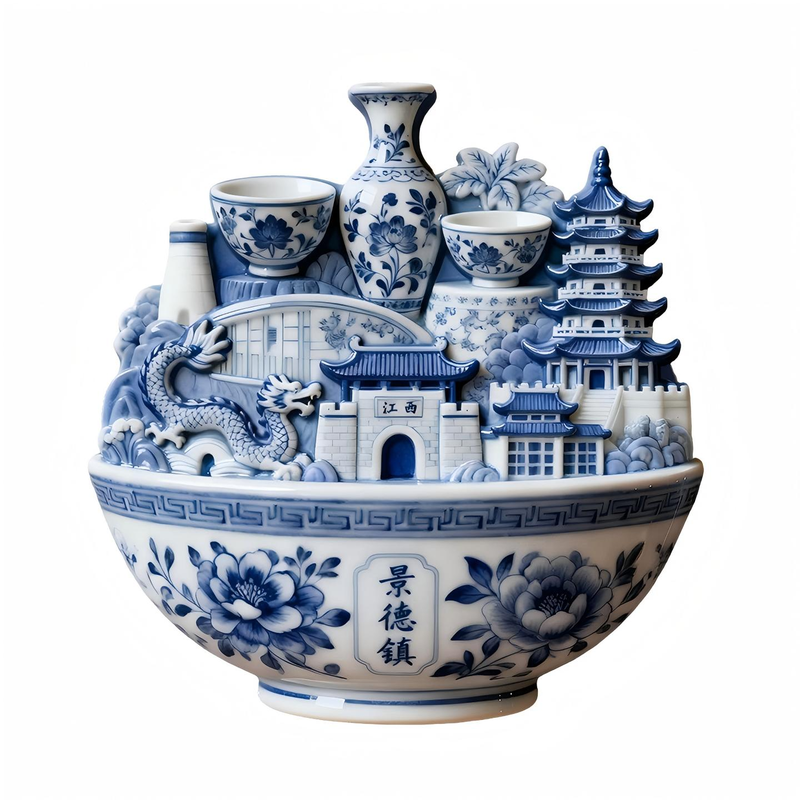 景德镇冰箱贴青花瓷江西文创金属旅游景点纪念品伴手礼送朋友礼物