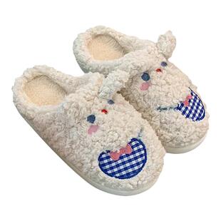 细细条 少女心ins可爱卡通棉拖鞋女冬学生日系室内居家毛绒绒棉鞋