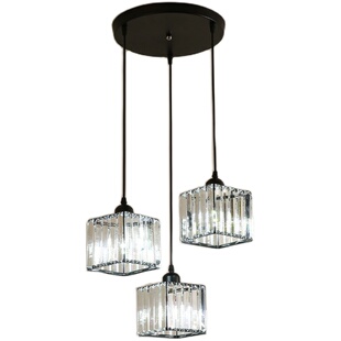 餐厅吊灯三头圆形北欧餐桌灯饰创意卧室现代简约吧台水晶轻奢灯具