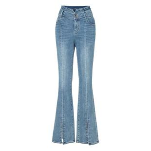 【商场同款】HPLY荷比俪新女喇叭裤开衩牛仔裤HYD31420358