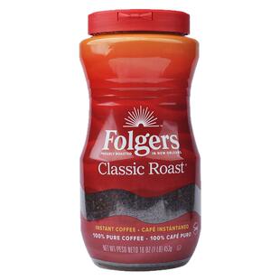 美国原装福爵Folgers Classic Roast Instant Coffee纯黑速溶咖啡