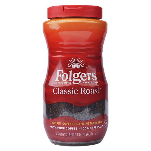 美国原装福爵Folgers Classic Roast Instant Coffee纯黑速溶咖啡