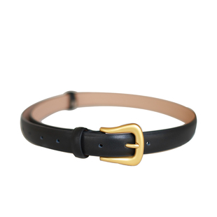 BluebluesSky 复古亚金磨砂金扣腰封/女士高级质感百搭牛皮腰带