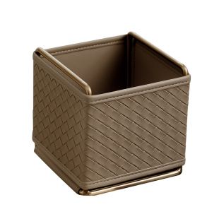 ideaco轻奢编织皮革桌面收纳盒玄关储物盒遥控器化妆刷笔筒置物盒