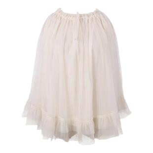 DeesseSicile 仙女波嬉风杏白色灵动薄纱A字蓬蓬背心无袖上衣