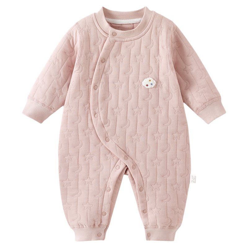 婴儿连体衣保暖秋冬季款新生儿秋季衣服睡衣哈衣加厚夹棉爬服护肚