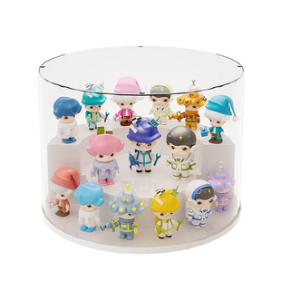 泡泡玛特盲盒展示架透明旋转手办展示盒亚克力防尘公仔摆件收纳柜