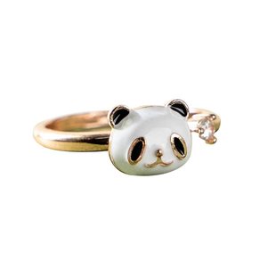创意熊猫旋转金色戒指指环流行时尚女士手饰品成都文创纪念品
