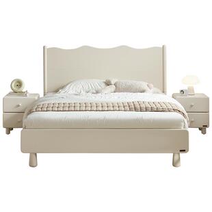 全友家居奶油风儿童床小户型卧室1米5男孩女孩单人床实木脚学生床