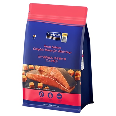 fish4dogs海洋成犬三文鱼深海鱼狗粮玩具犬老年犬大小颗粒成幼犬