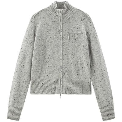 太平鸟羊毛混纺双拉链针织开衫