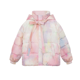 【商场同款】LALABOBO25年冬新款白鸭绒外套蝴蝶结粉色保暖羽绒服