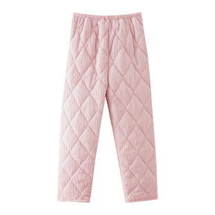 浪莎加绒睡裤女冬季2025新款珊瑚绒夹棉超厚冬天纯色家居长裤大码